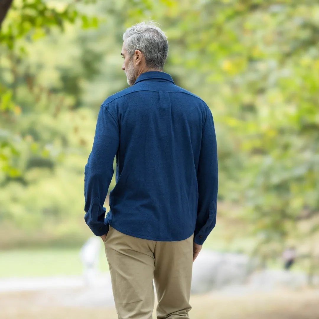 Adaptive Indigo Flannel Shirt Combo Layering Piece with Magnetic Closures