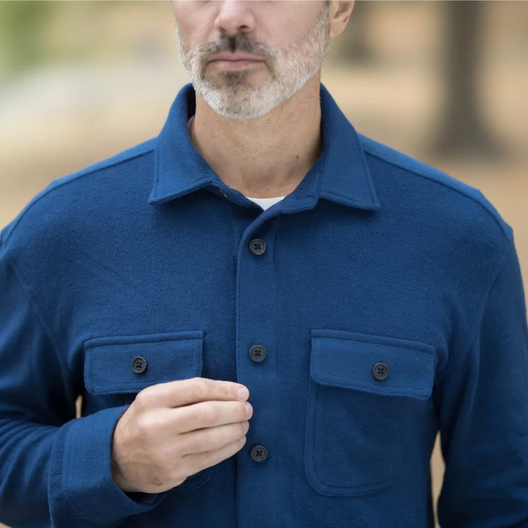 Adaptive Indigo Flannel Shirt Combo Layering Piece with Magnetic Closures