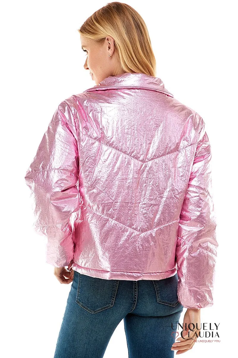 Angelika Metallic Pink Puff Jacket