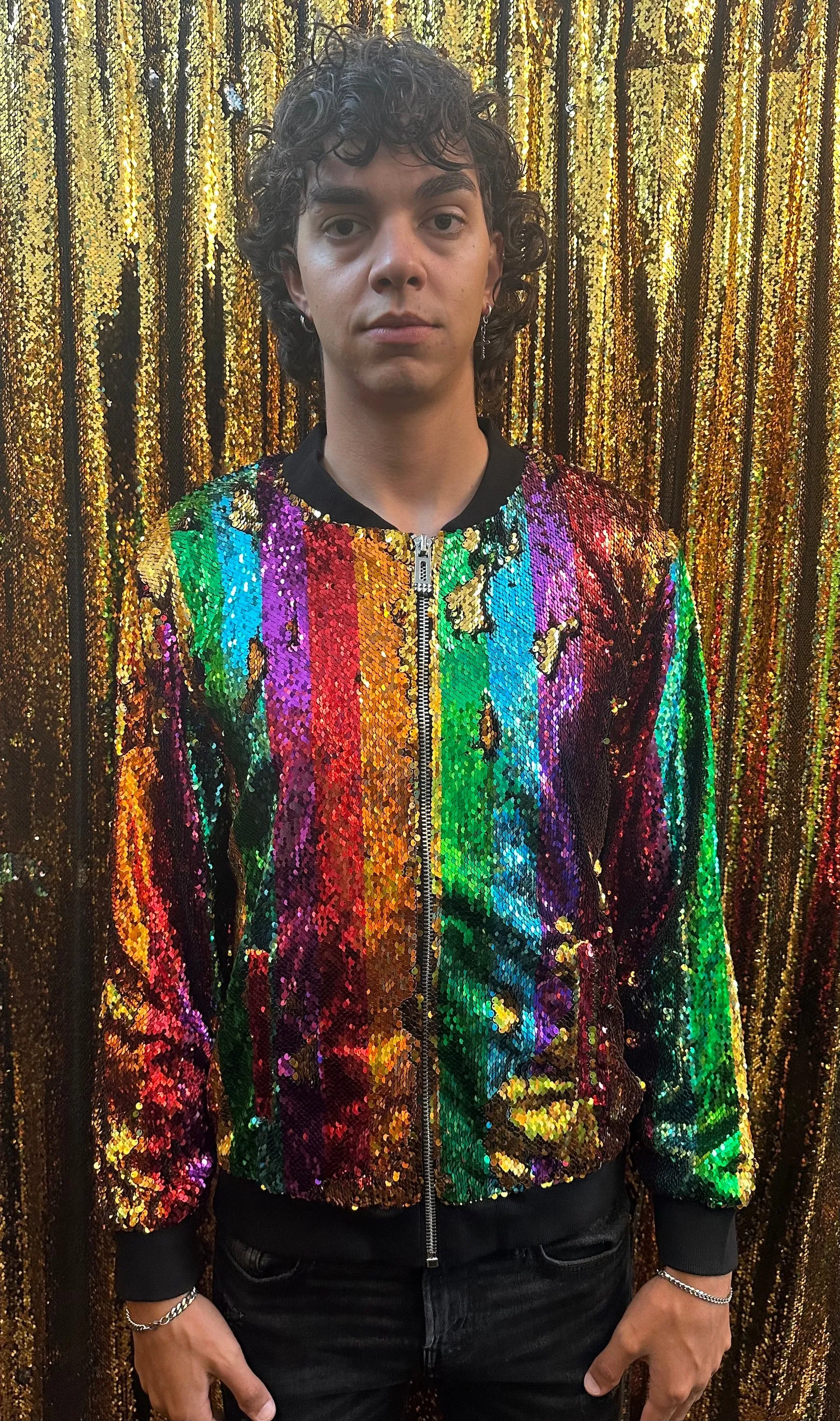 Any Old Iron Men's Rainbow Bomber Jacket