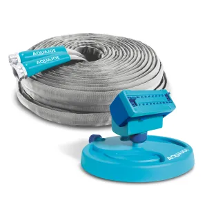 Aqua Joe Oscillating Sprinkler   100ft Fiberjacket Hose, 4,250 Sq. Ft. Max Coverage