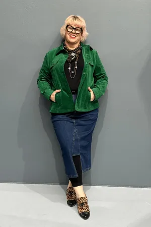 'AVA' Cord Jacket - Emerald