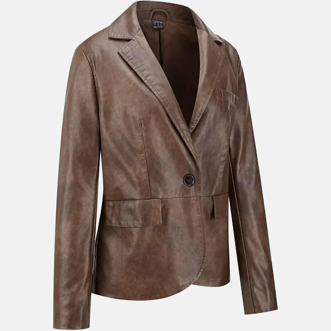 Avante Garde Leather Blazer Women