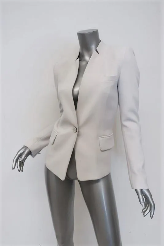 Barbara Bui Blazer White Crepe Size 36/Extra Small Collarless One-Button Jacket