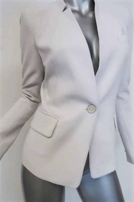 Barbara Bui Blazer White Crepe Size 36/Extra Small Collarless One-Button Jacket