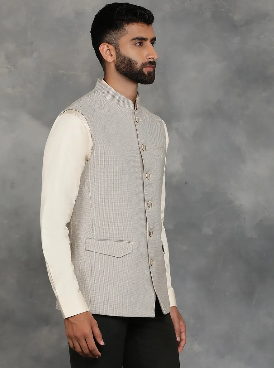 Beige Checked Regular Fit Modi Jacket | JadeBlue