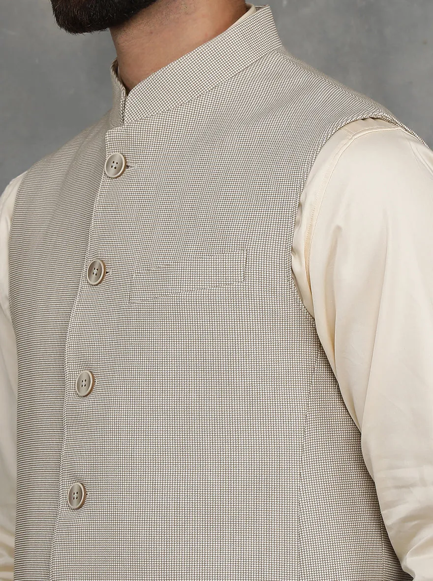 Beige Checked Regular Fit Modi Jacket | JadeBlue