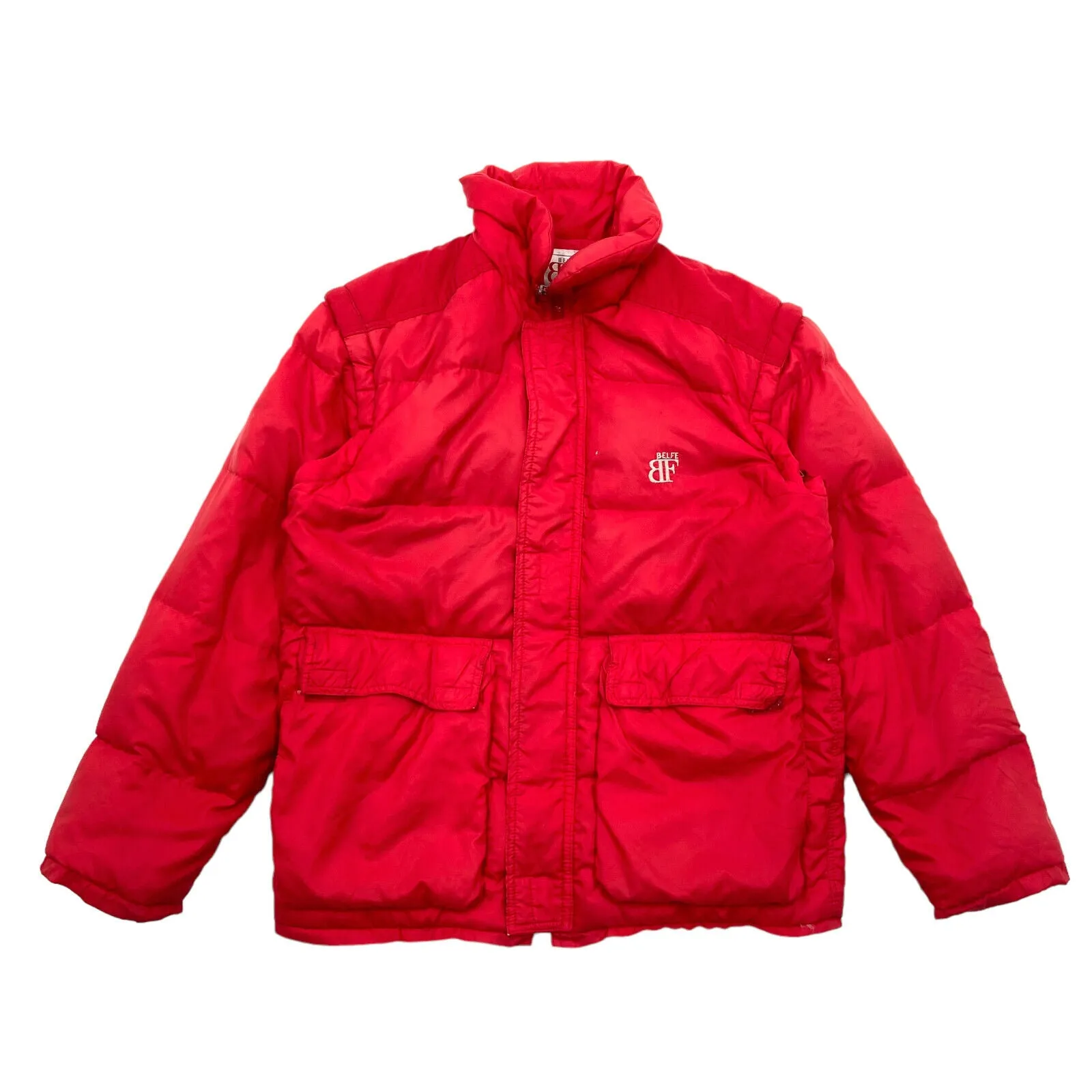 Belfe Red Padded Winter Coat | Vintage High End Luxury Designer Puffer Jacket