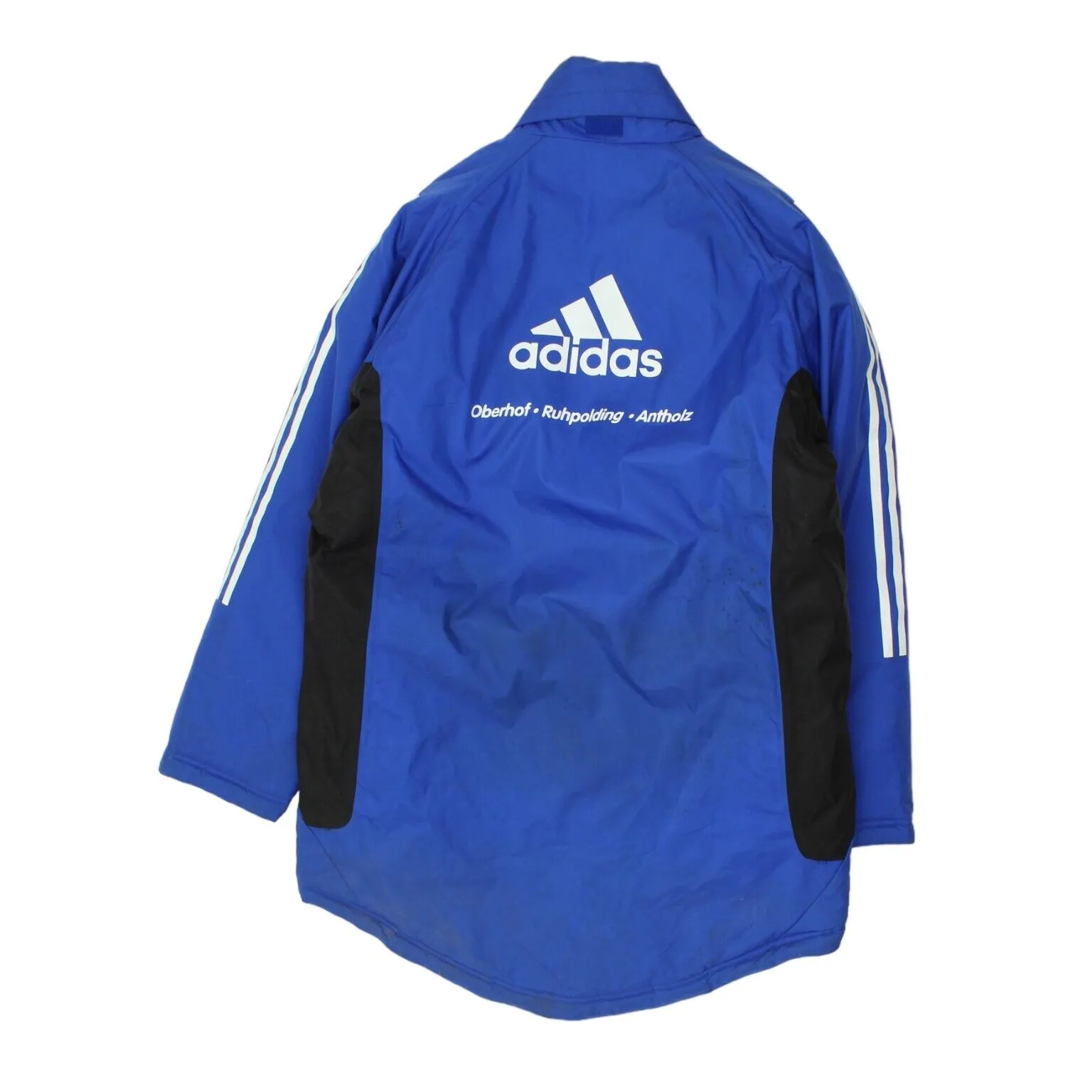 Biathlon Trophy Adidas Mens Blue Long Padded Jacket | Vintage 90s Sportswear VTG