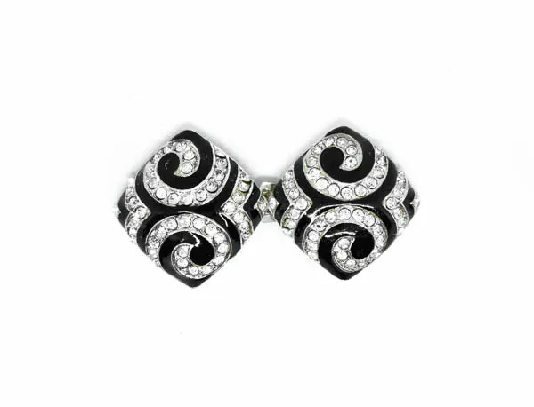 Black and White Spiral Rhinestone Connector/Button