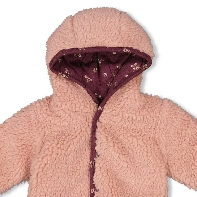 BLOOMING MEADOW - Reversible Soft Bouclé Teddy & Peached Jersey Jacket