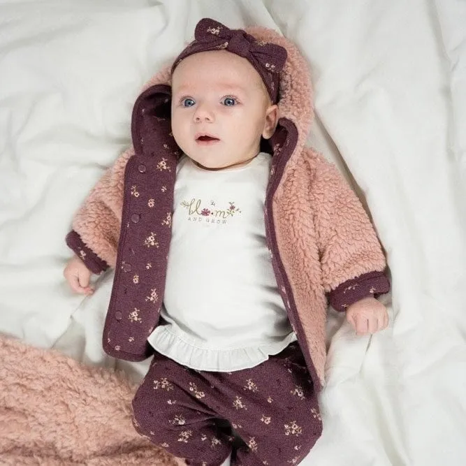 BLOOMING MEADOW - Reversible Soft Bouclé Teddy & Peached Jersey Jacket