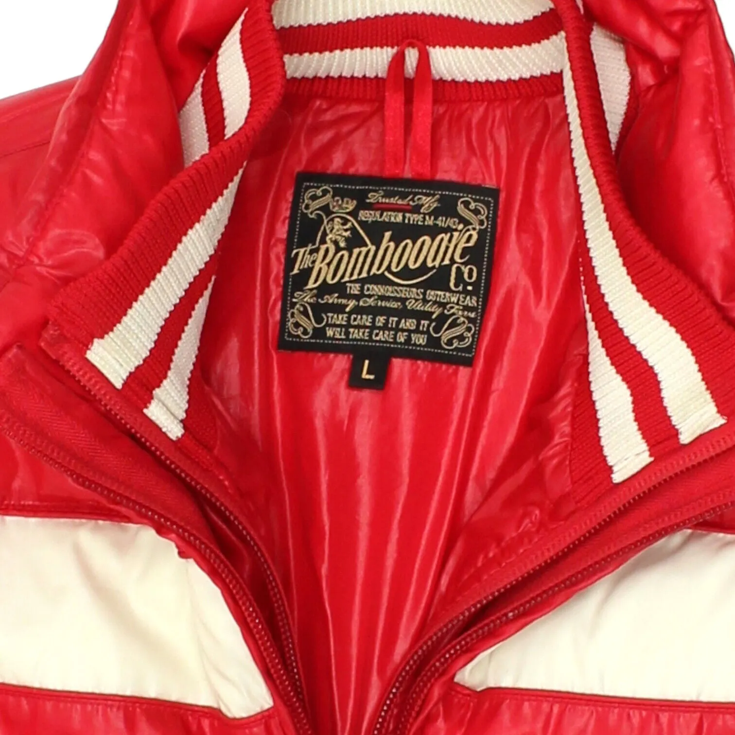 Bomboogie Mens Red Puffer Jacket | Vintage High End Luxury Designer Padded VTG