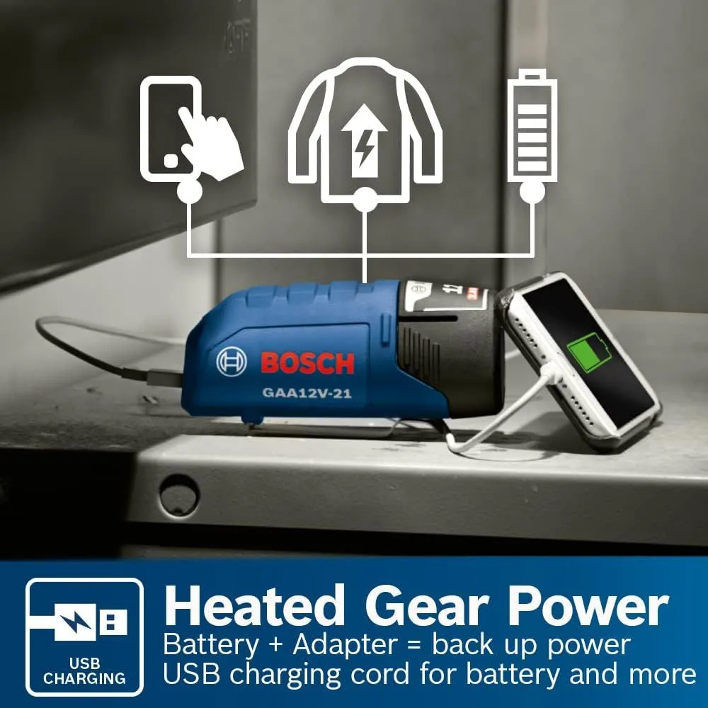 Bosch GHH12V-20SN12 12V Max Heated Hoodie Kit with Portable Power Adapter - Size Small