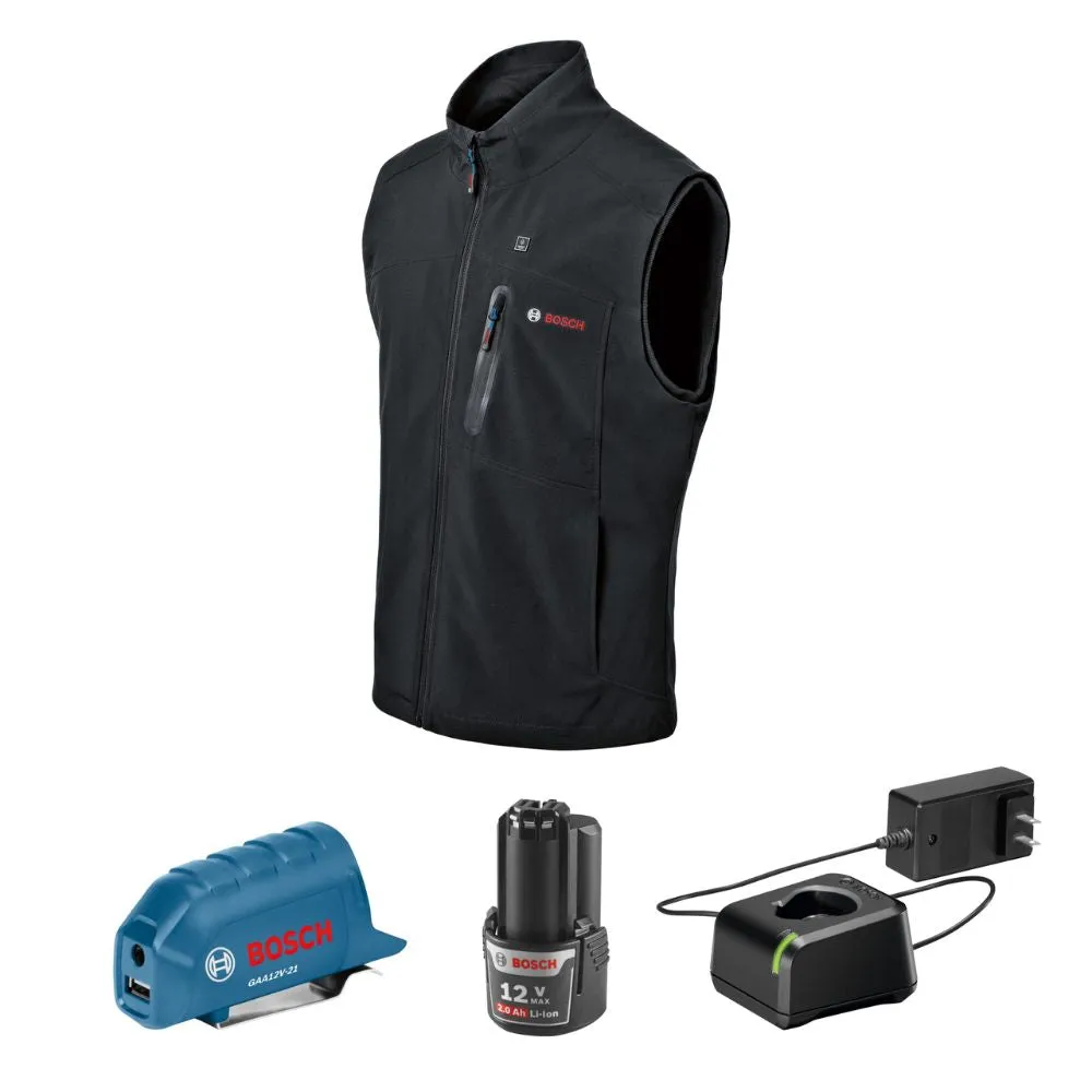 Bosch GHV12V-20XLN12 12V Max Heated Vest Kit with Portable Power Adapter - Size XLarge