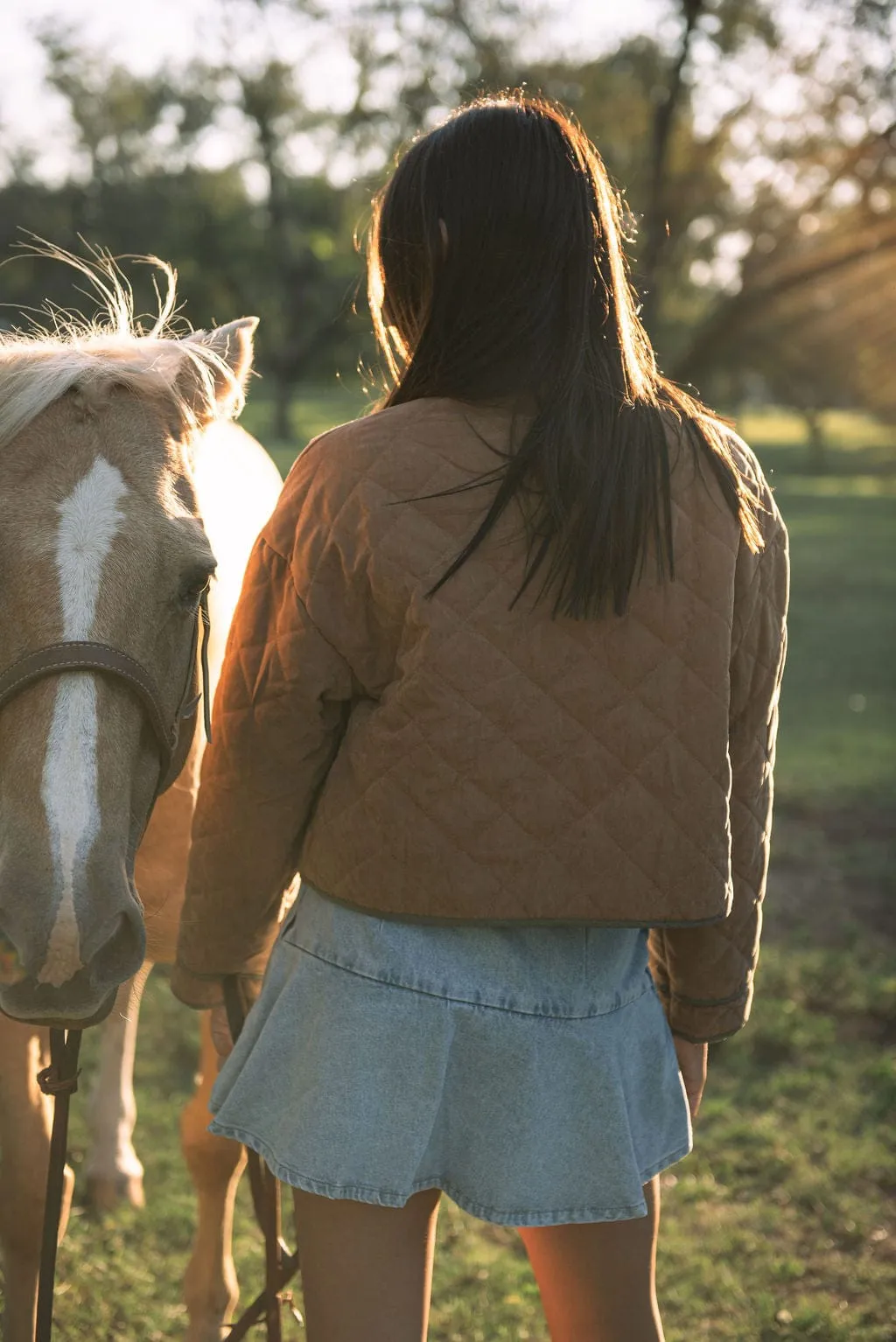 Brown Quilted Button Down Jacket