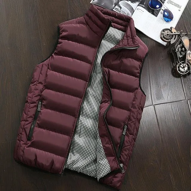 Casual Vest Men Autumn Winter Jackets Thick Sleeveless Coats Male Warm Cotton-Padded Waistcoat gilet