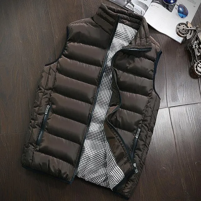 Casual Vest Men Autumn Winter Jackets Thick Sleeveless Coats Male Warm Cotton-Padded Waistcoat gilet