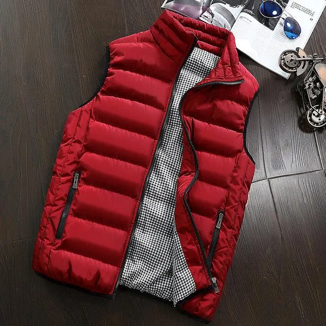 Casual Vest Men Autumn Winter Jackets Thick Sleeveless Coats Male Warm Cotton-Padded Waistcoat gilet