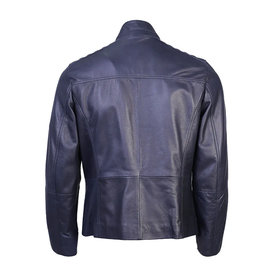 Colossal Mens Dual Tone Blue White Leather Jacket