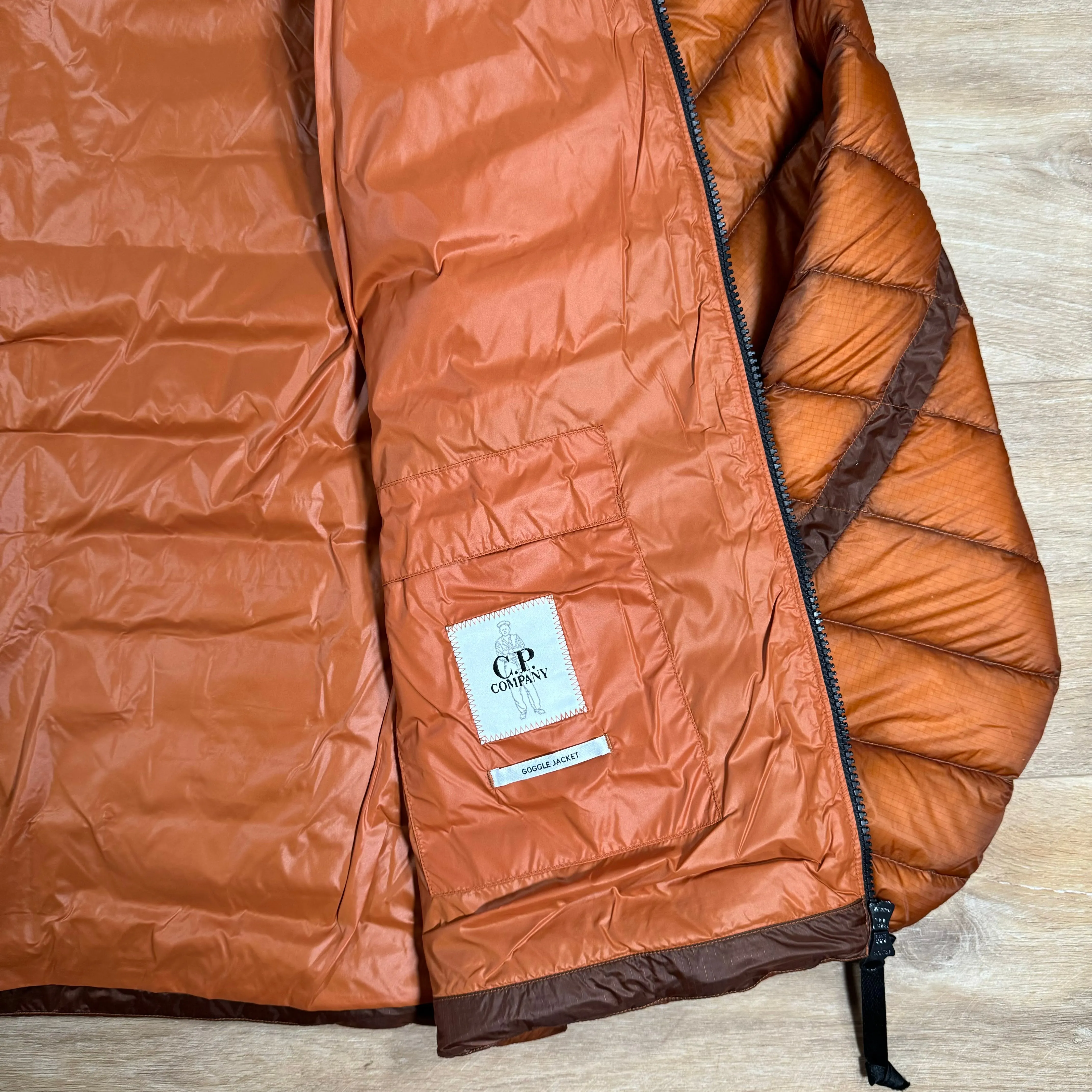 C.P. Company D.D. Shell Goggle Down Jacket in Bombay Brown