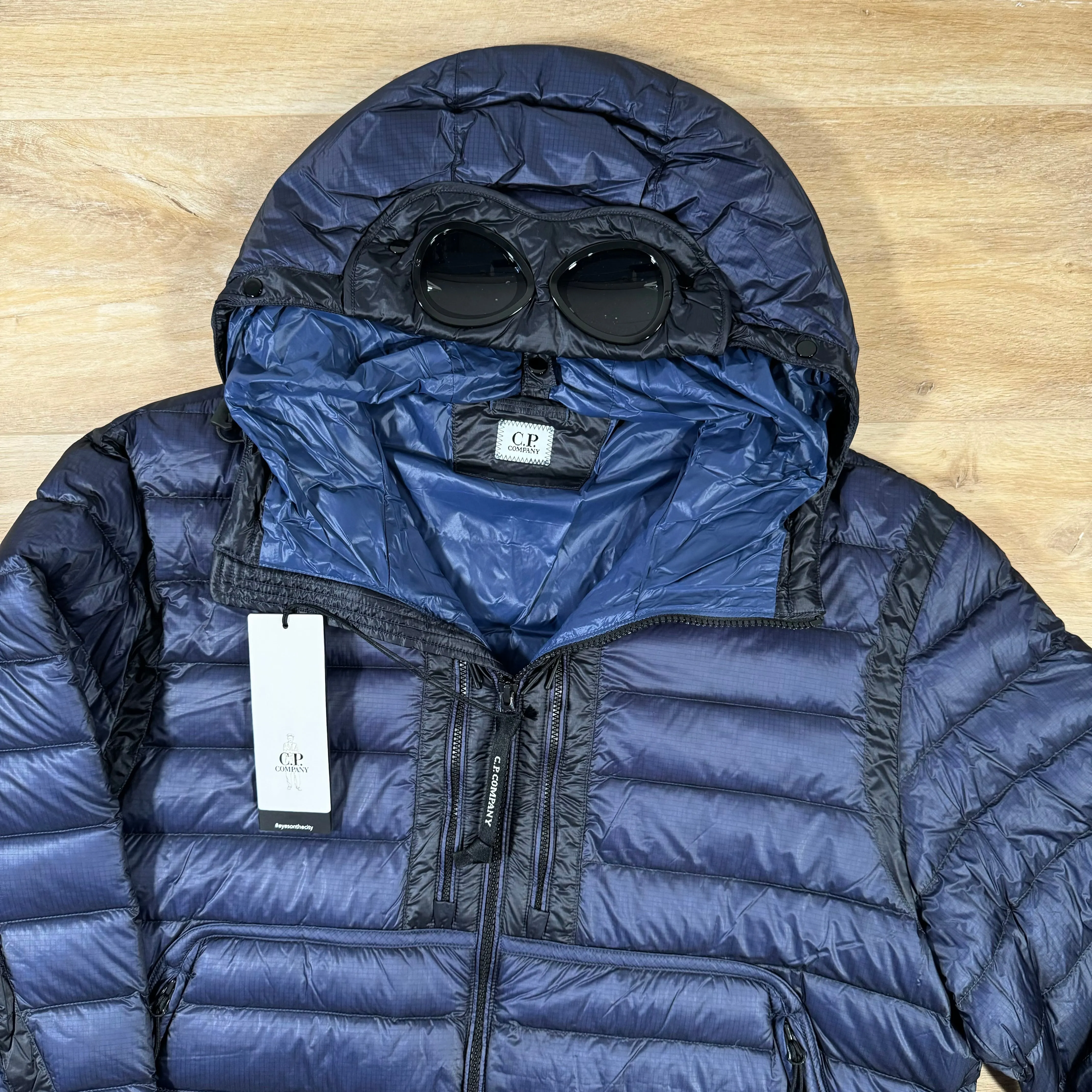 C.P. Company D.D. Shell Goggle Down Jacket in Estate Blue