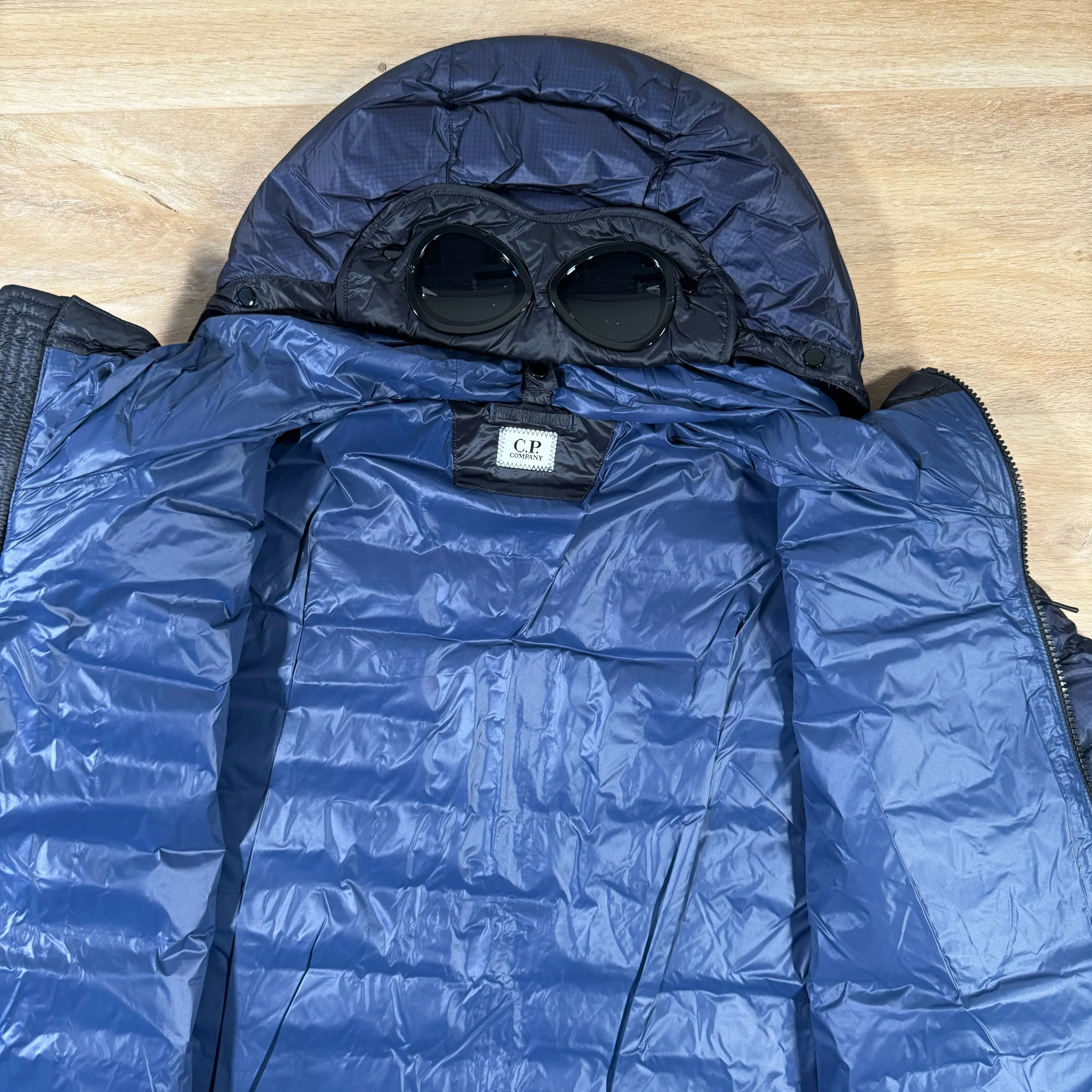 C.P. Company D.D. Shell Goggle Down Jacket in Estate Blue