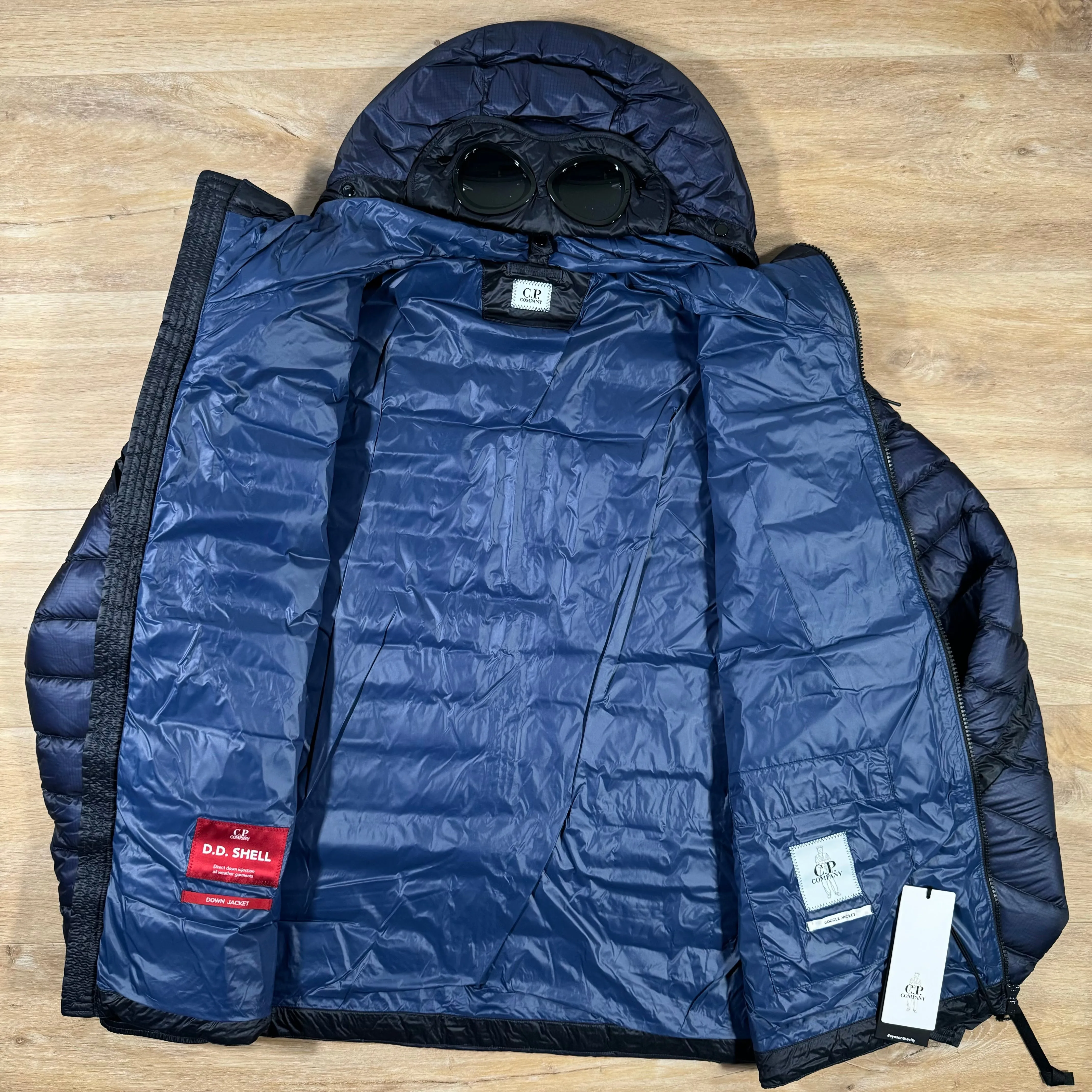 C.P. Company D.D. Shell Goggle Down Jacket in Estate Blue