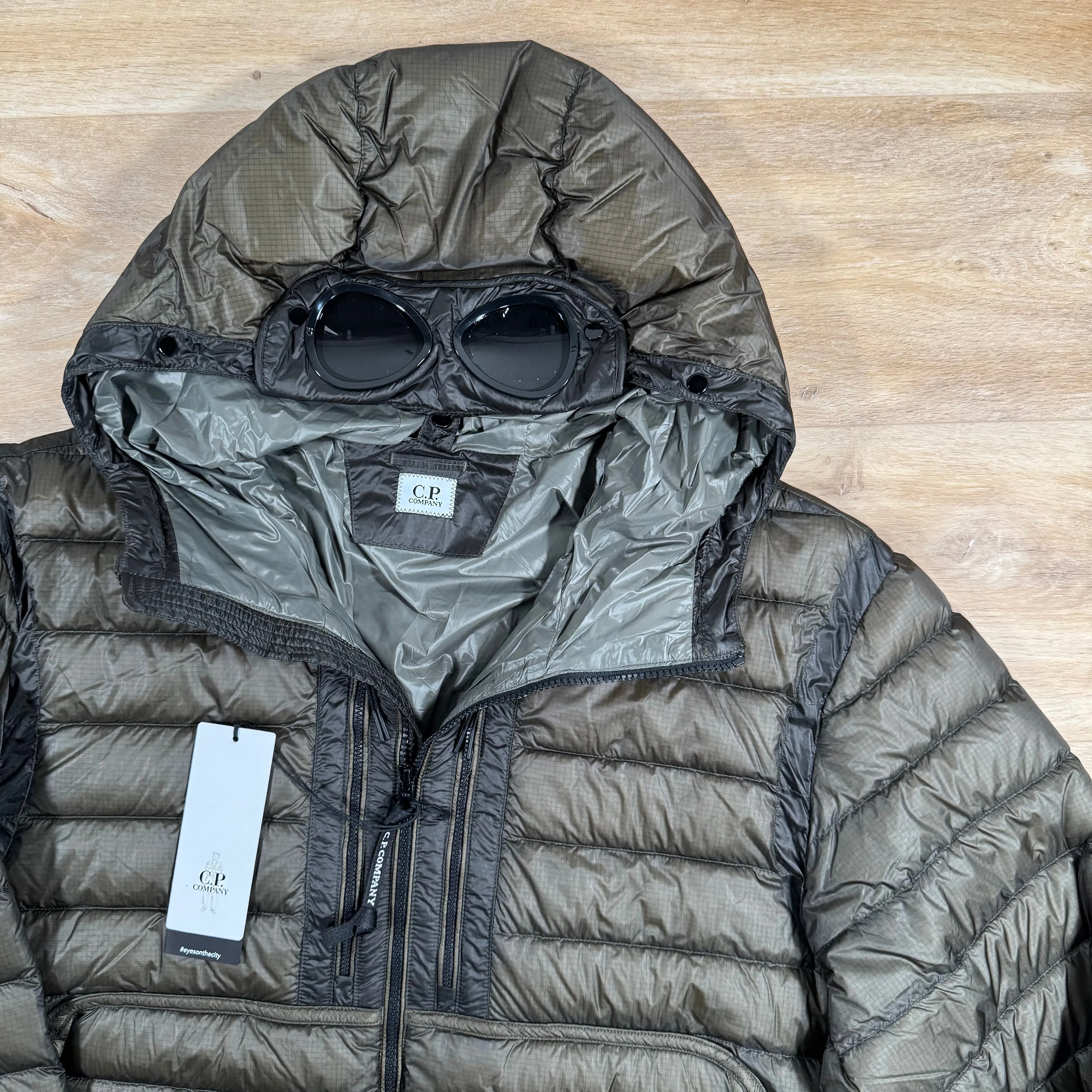 C.P. Company D.D. Shell Goggle Down Jacket in Grape Leaf