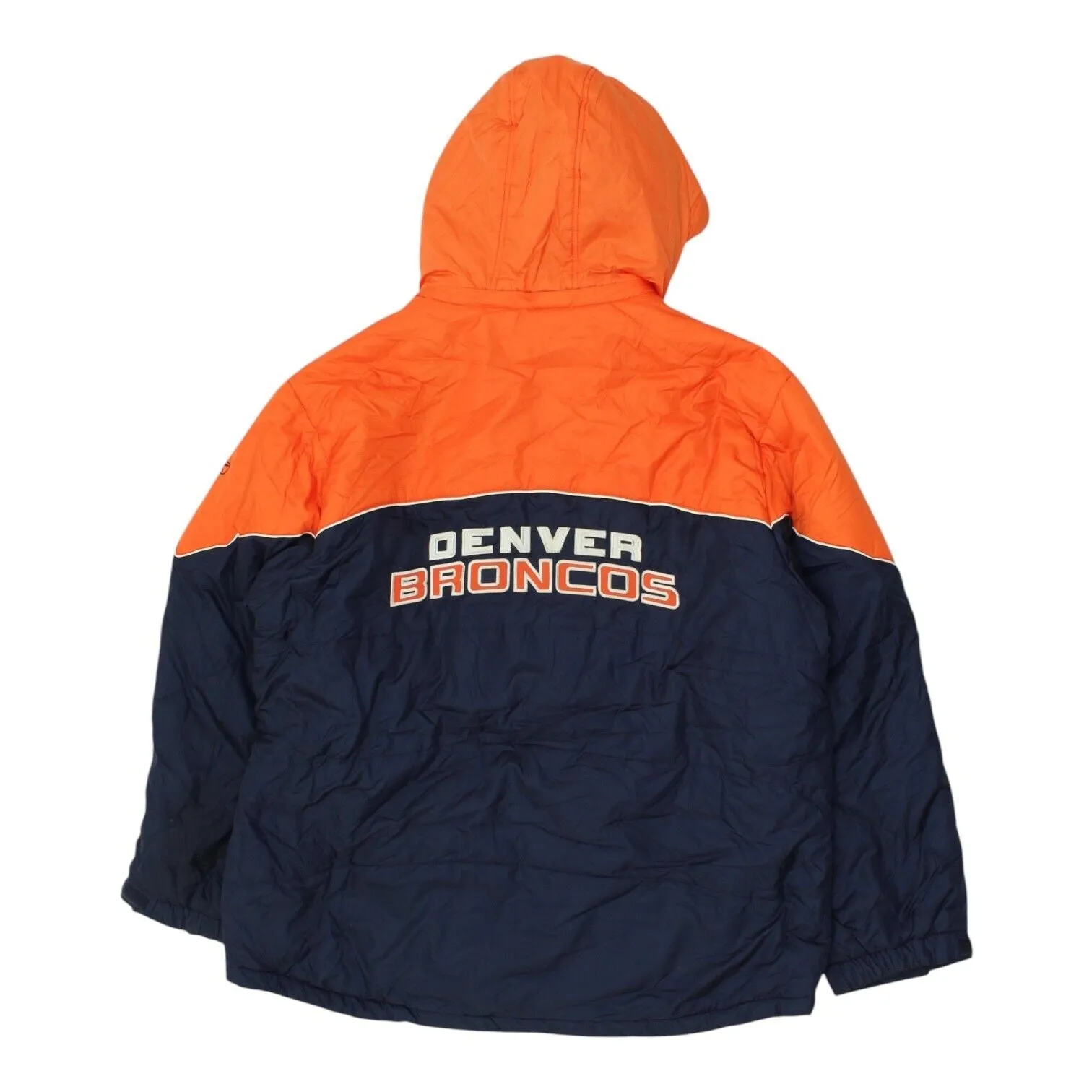 Denver Broncos Mens Orange Navy Padded Fleece Lined Reebok Jacket | Vintage NFL