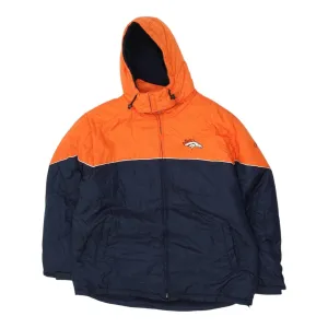 Denver Broncos Mens Orange Navy Padded Fleece Lined Reebok Jacket | Vintage NFL