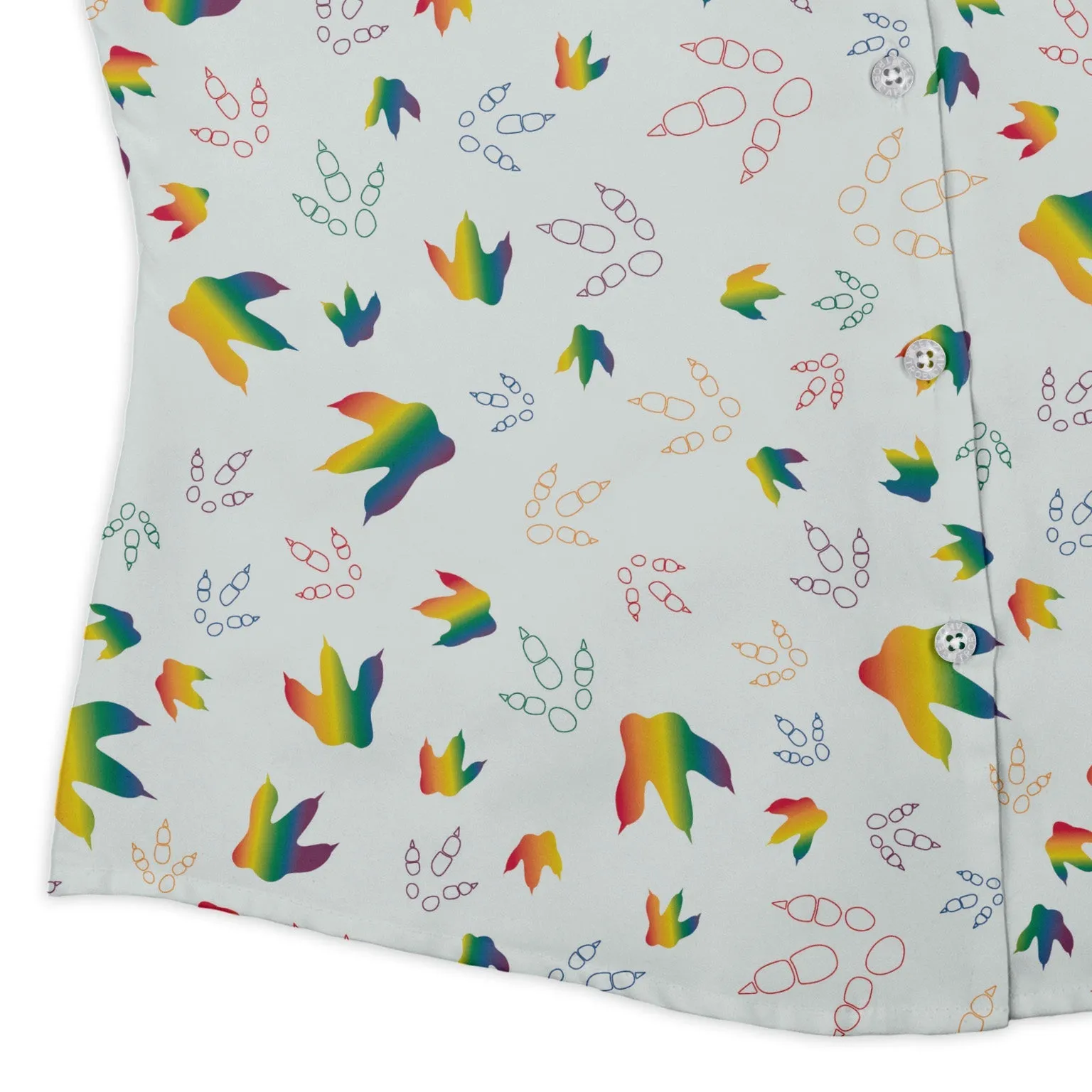 Dinosaur Footprints Rainbow Curvy Button Up Shirt