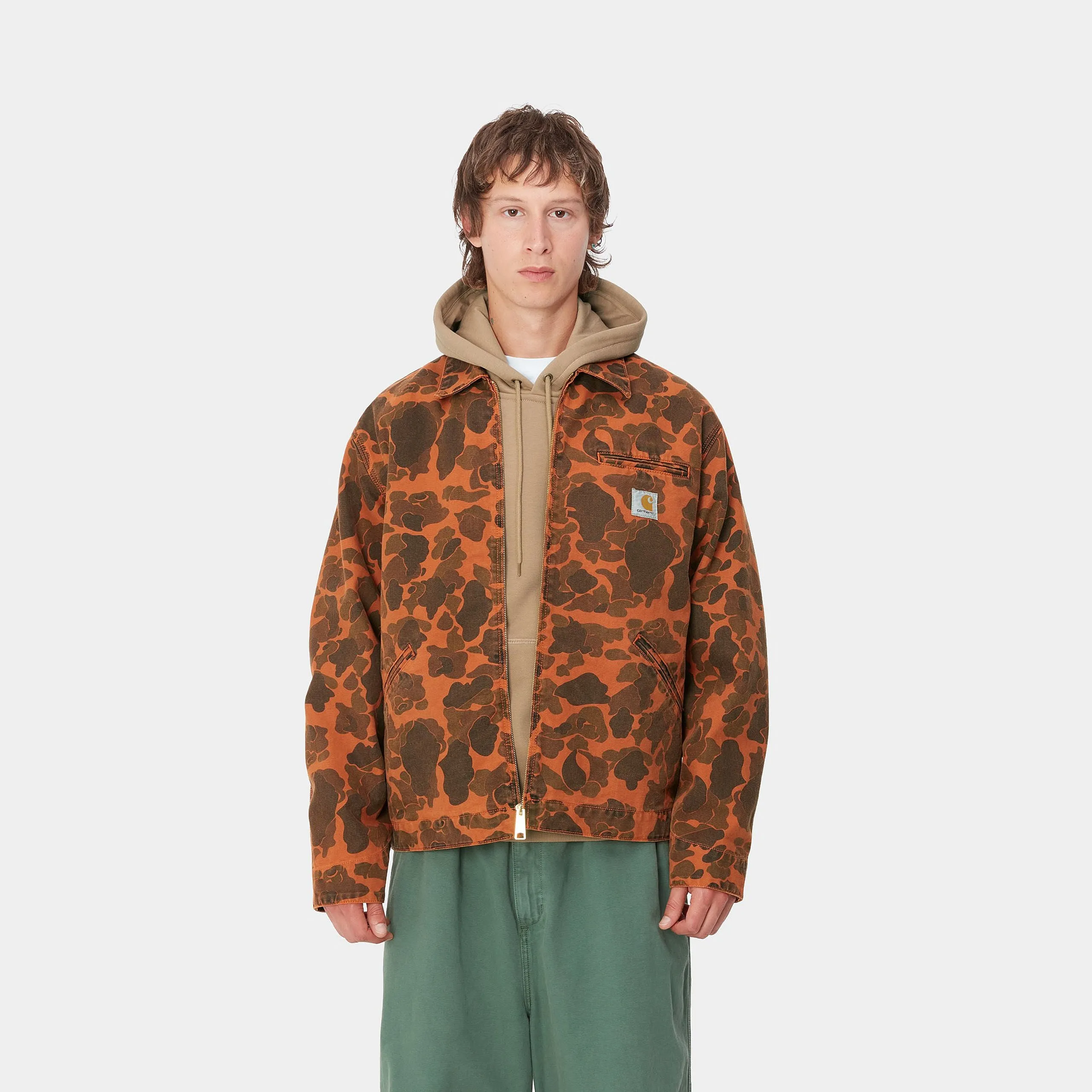 DUCK DETROIT JACKET CAMO DUCK, GREEN / TURMERIC GARMENT DYED