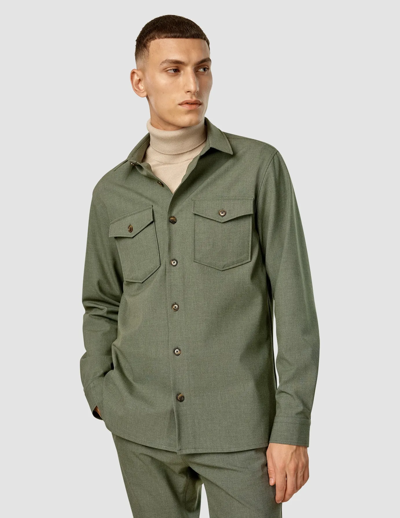 Essential Overshirt Nightfall Green Melange