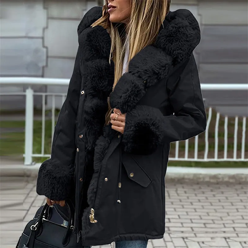 Faux Fur Lining And Hood Winter Jacket