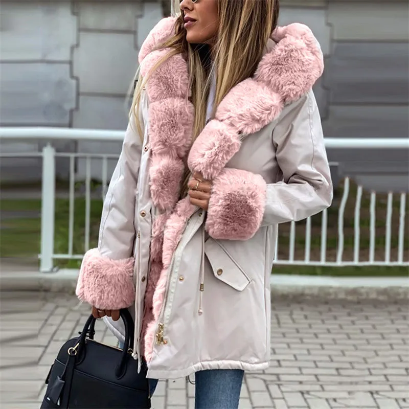 Faux Fur Lining And Hood Winter Jacket