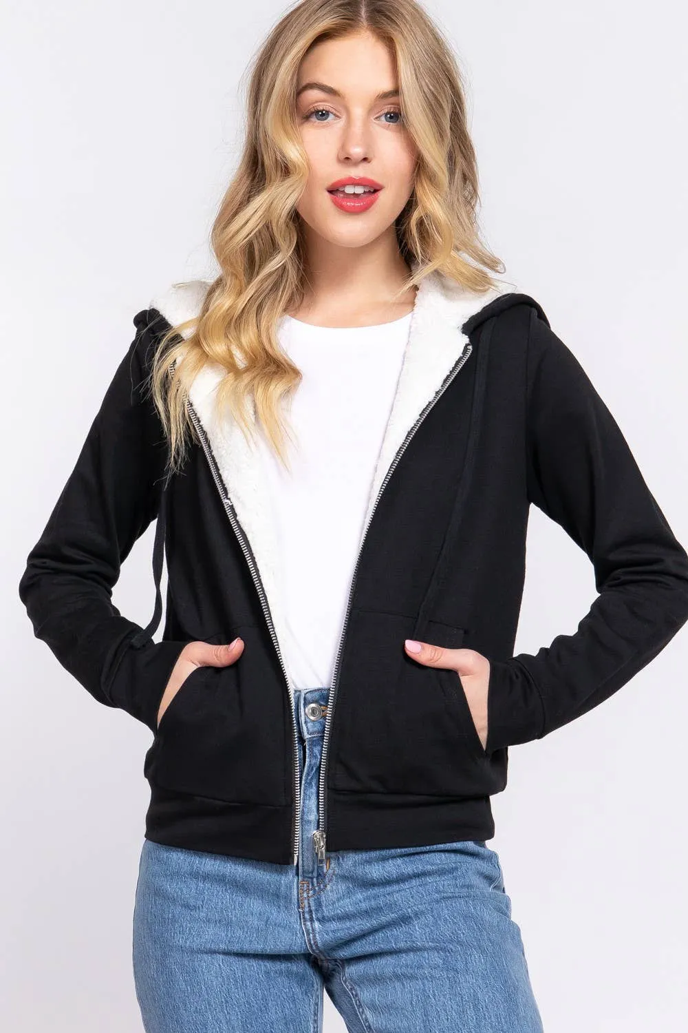 Faux Fur Zip-up Hoodie