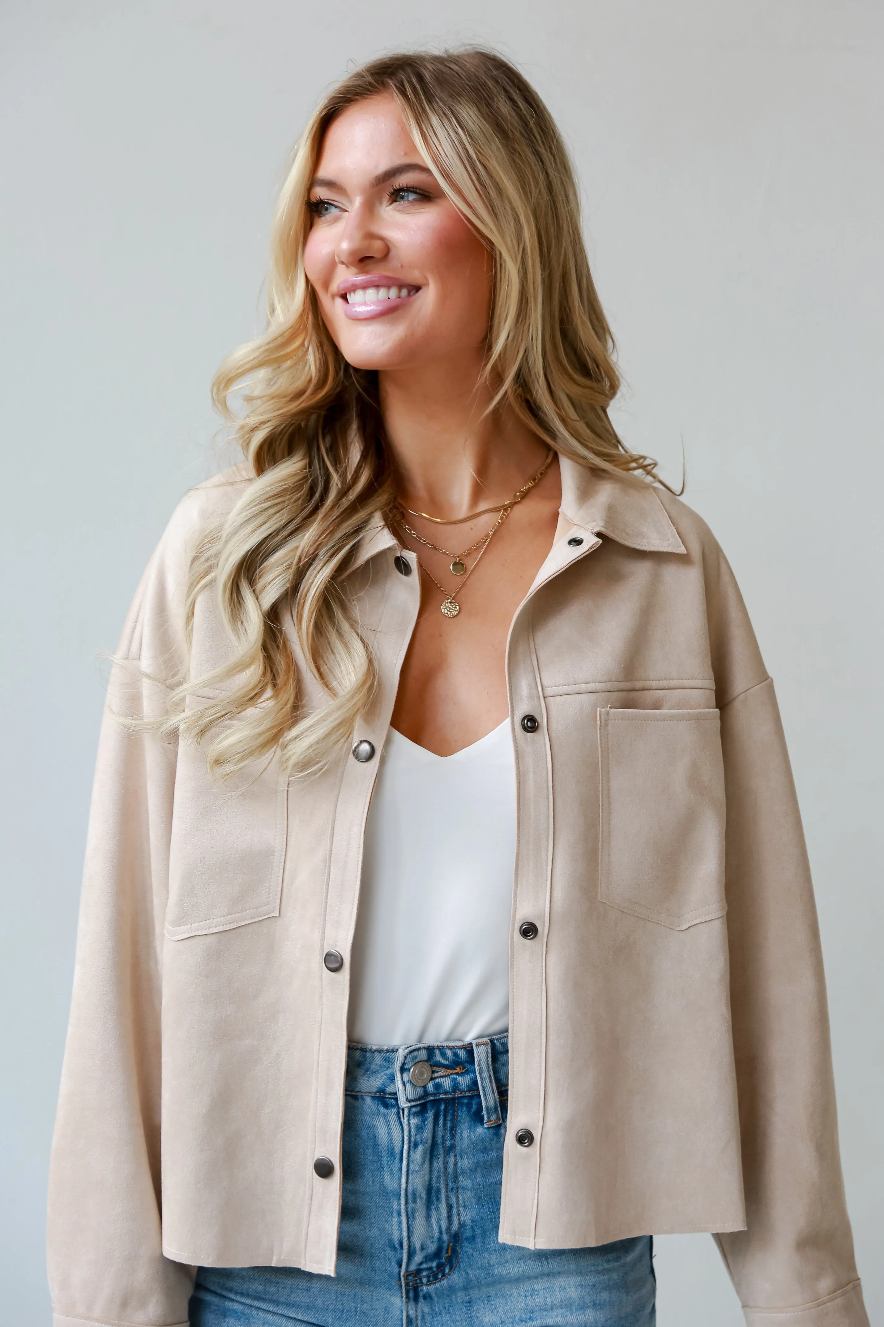 Hadley Cream Suede Cropped Jacket - DOORBUSTER