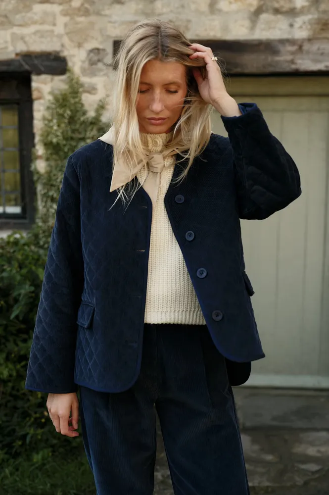 Indi & Cold Quilted Navy Corduroy Jacket