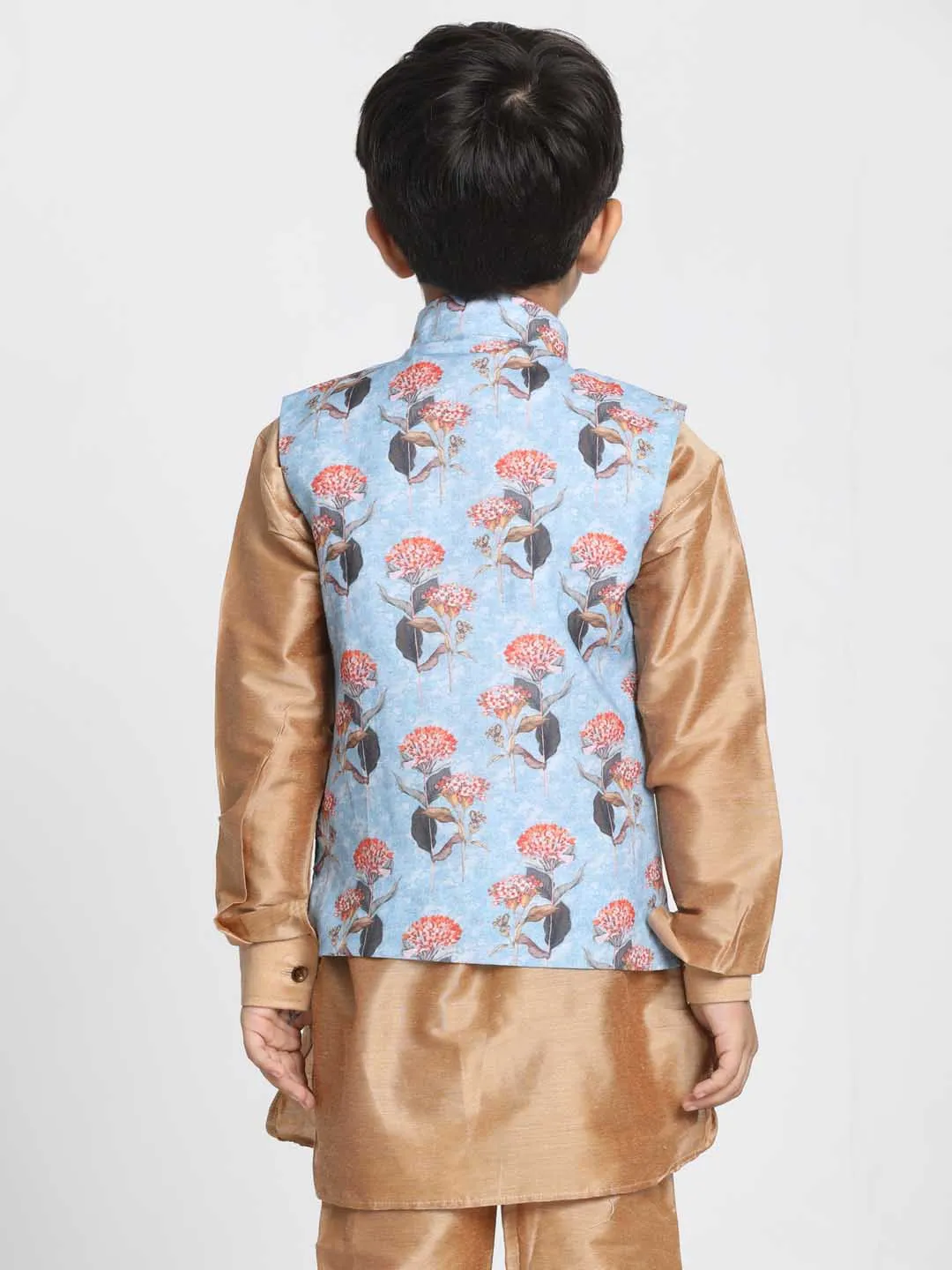 Jashvi Boys' Multicolor Cotton Silk Blend Nehru Jacket