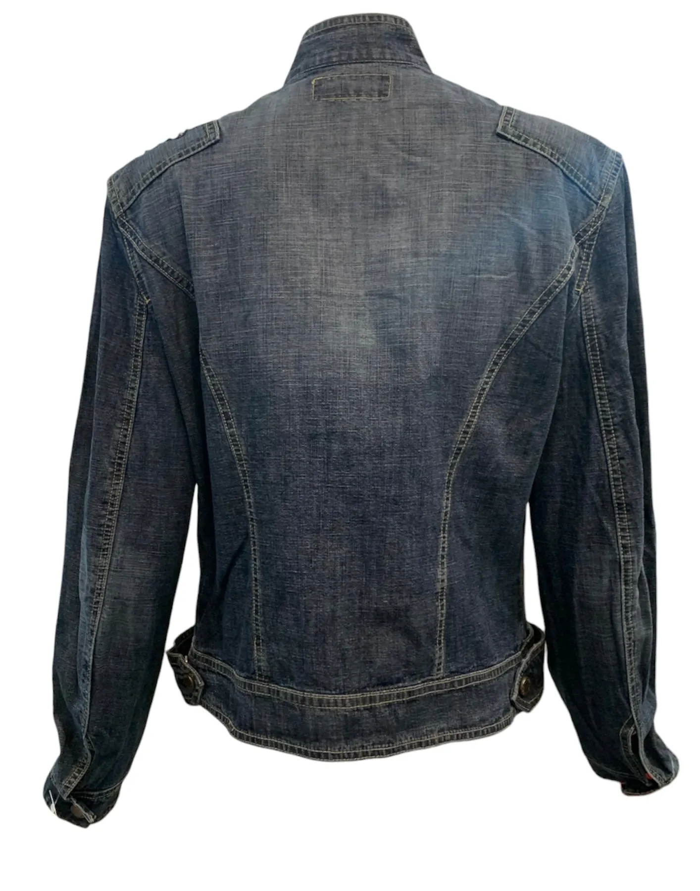 Jimmy Taverniti Y2K Military Inspired Faded Denim Jacket