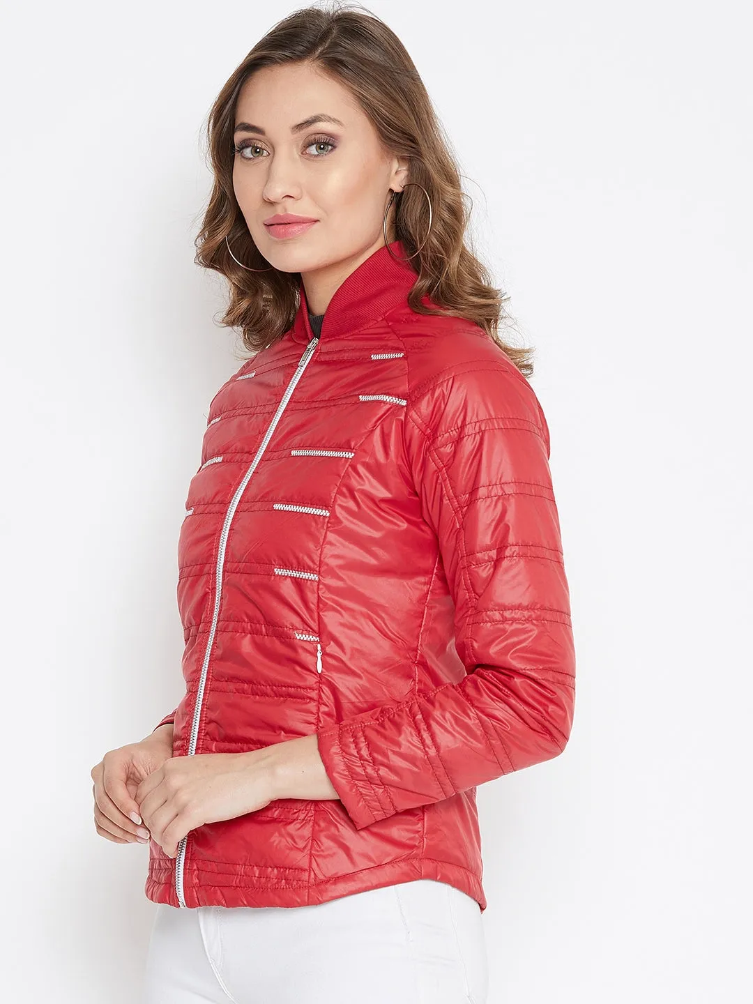 JUMP USA Women Red Solid Padded Jacket