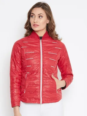 JUMP USA Women Red Solid Padded Jacket