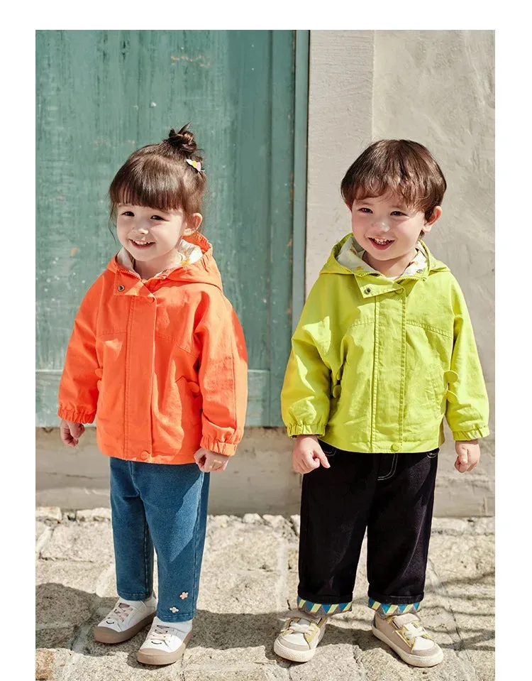 Kids Windproof Hooded Trench Coat