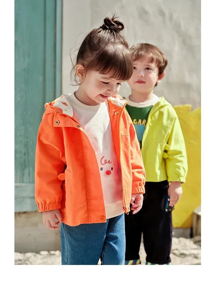 Kids Windproof Hooded Trench Coat