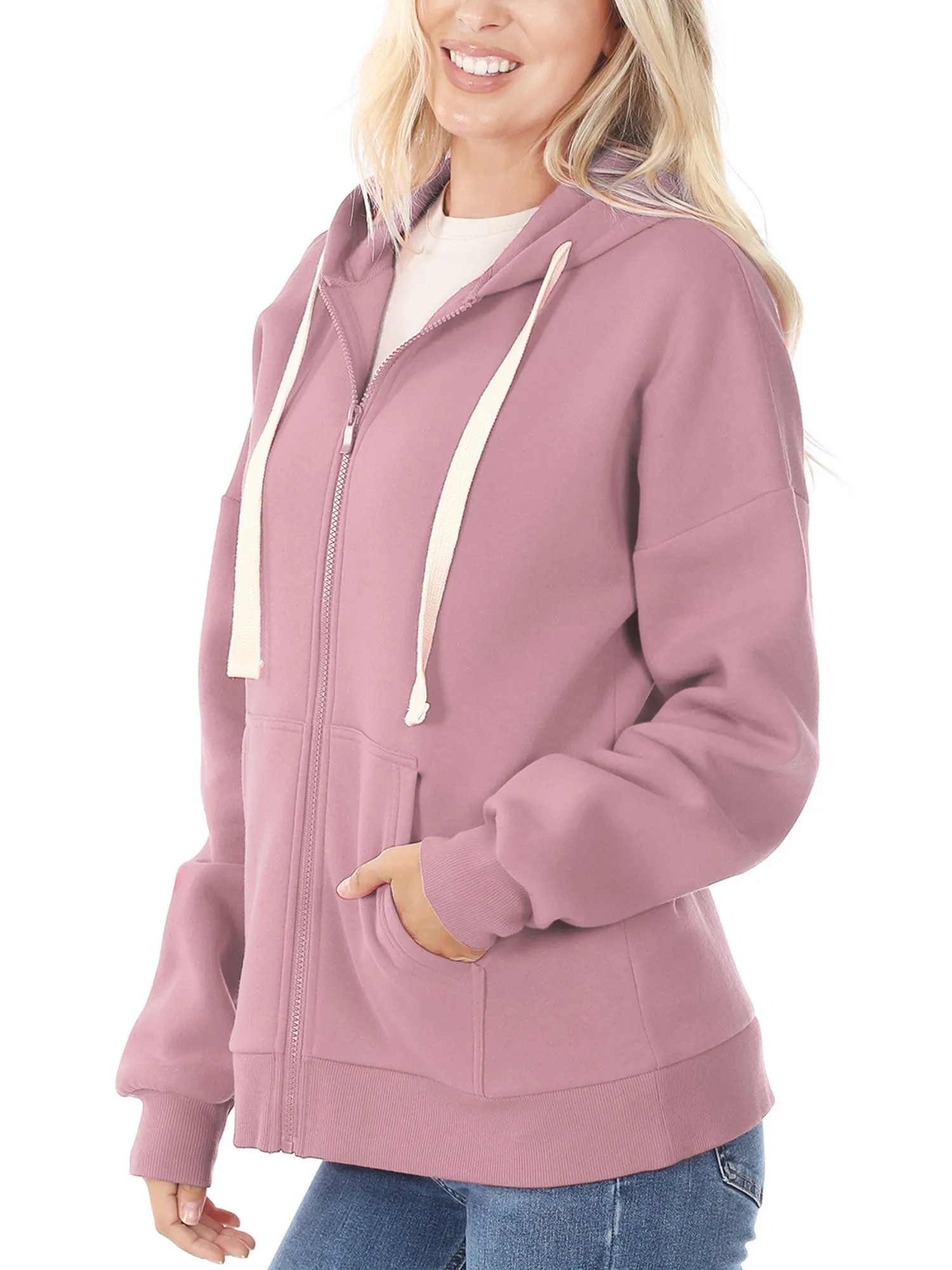 KOGMO Women's Fleece Hoodie Jacket with Kangaroo Pockets