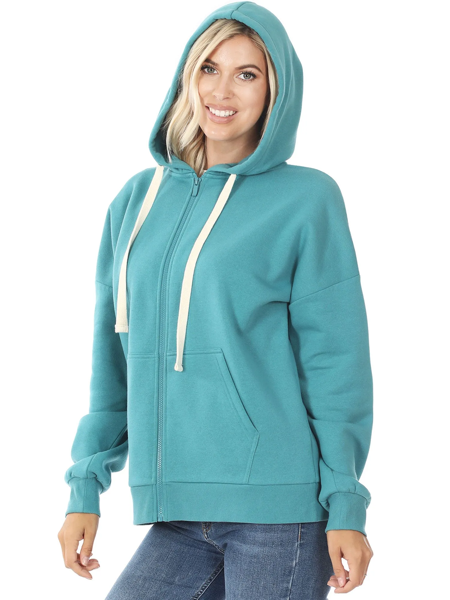 KOGMO Women's Fleece Hoodie Jacket with Kangaroo Pockets