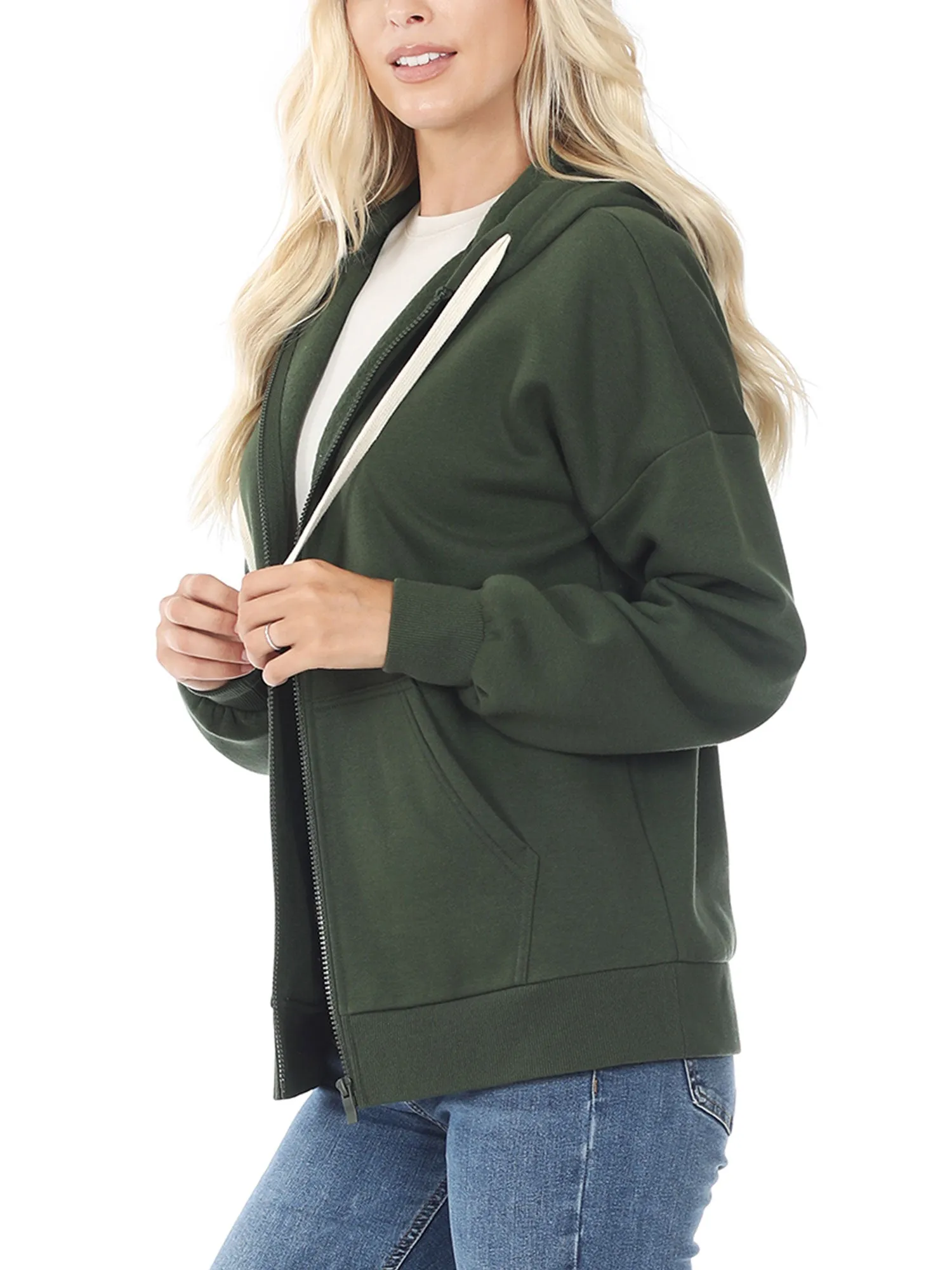 KOGMO Women's Fleece Hoodie Jacket with Kangaroo Pockets