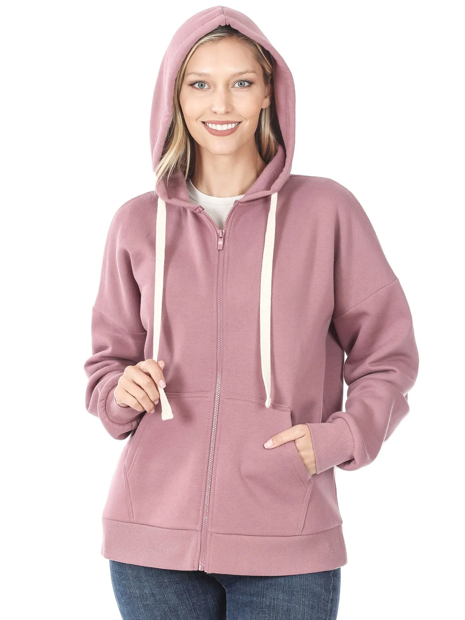 KOGMO Women's Fleece Hoodie Jacket with Kangaroo Pockets