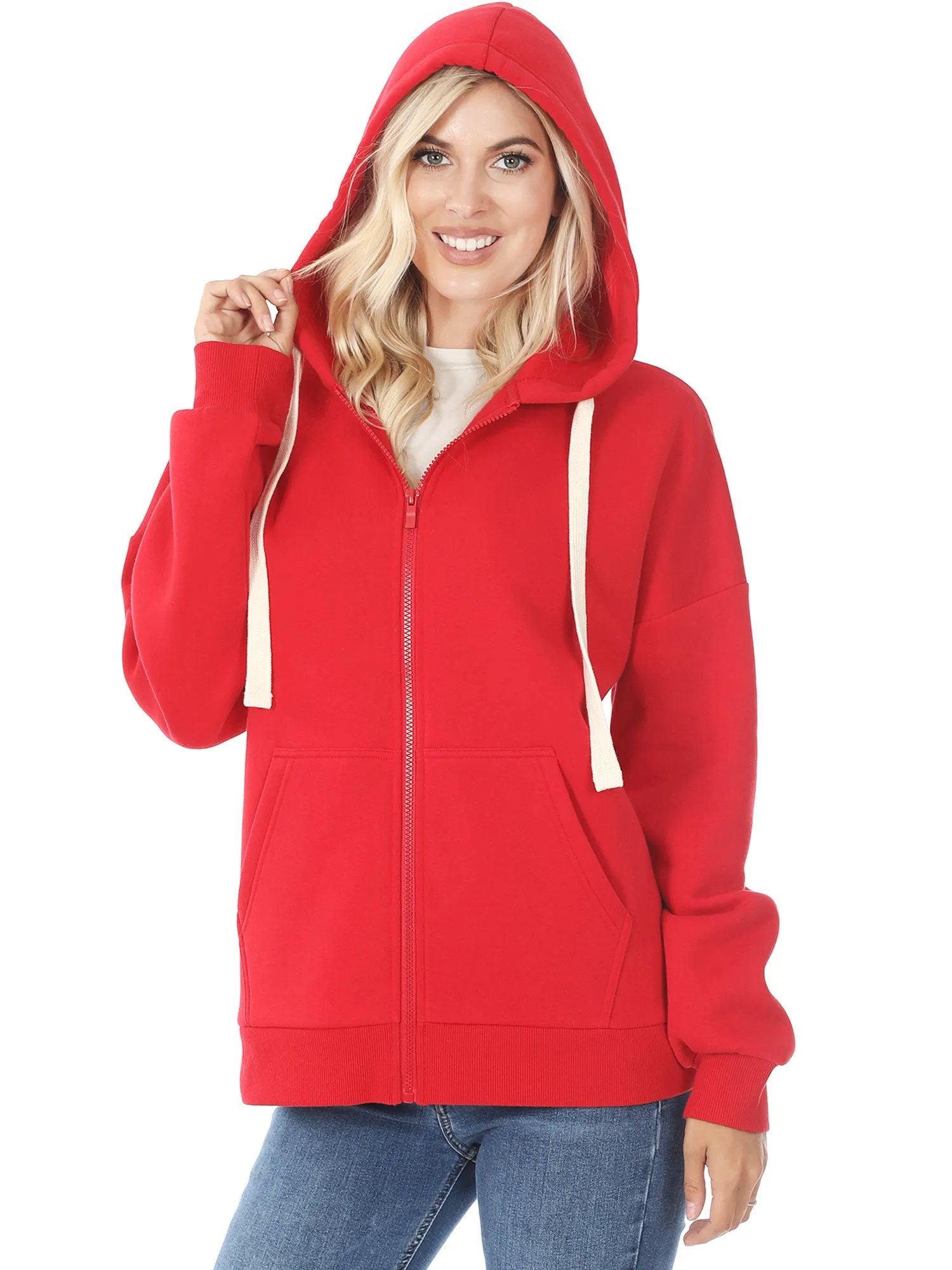 KOGMO Women's Fleece Hoodie Jacket with Kangaroo Pockets